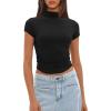 imageDarong Womens Summer Tops Mock Neck Short Sleeve Shirts Casual Basic Going Out Crop Tops Slim Fit T ShirtsBlack