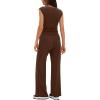 imageDarong Women 2 Piece Lounge Set Cap Sleeve Boat Neck Top Wide Leg Pants Set Summer Outfit Two Piece Mathing SetCoffee31 Inseam