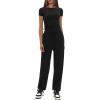 imageDarong Womens 2 Piece Outfit Sets Short Sleeve Crew Neck T Shirts with Jogger Pants Active Tracksuit Lounge SetBlack29 Inseam
