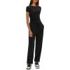 imageDarong Womens 2 Piece Outfit Sets Short Sleeve Crew Neck T Shirts with Jogger Pants Active Tracksuit Lounge SetBlack29 Inseam