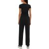 imageDarong Womens 2 Piece Outfit Sets Short Sleeve Crew Neck T Shirts with Jogger Pants Active Tracksuit Lounge SetBlack31 Inseam
