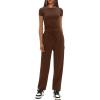 imageDarong Womens 2 Piece Outfit Sets Short Sleeve Crew Neck T Shirts with Jogger Pants Active Tracksuit Lounge SetCoffee29 Inseam