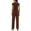 imageDarong Womens 2 Piece Outfit Sets Short Sleeve Crew Neck T Shirts with Jogger Pants Active Tracksuit Lounge SetCoffee31 Inseam