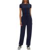 imageDarong Womens 2 Piece Outfit Sets Short Sleeve Crew Neck T Shirts with Jogger Pants Active Tracksuit Lounge SetDark Blue29 Inseam