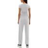 imageDarong Womens 2 Piece Outfit Sets Short Sleeve Crew Neck T Shirts with Jogger Pants Active Tracksuit Lounge SetWhite Grey31 Inseam
