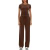 imageDarong Womens 2 Piece Outfits Casual Short Sleeve Pullover Tops and Wide Leg Pants Tracksuits Lounge Sets Trendy ClothesCoffee29 Inseam