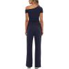 imageDarong Womens 2 Piece Outfits Lounge Sets Off Shoulder Short Sleeve Tops and High Waisted Wide Leg Pants Tracksuit SetsDark Blue29 Inseam