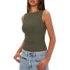 imageDarong Womens High Neck Tank Top Sleeveless Double Lined Basic Tops Going Out Casual Tank ShirtsArmy Green