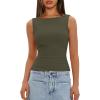 imageDarong Womens High Neck Tank Top Sleeveless Double Lined Basic Tops Going Out Casual Tank ShirtsArmy Green