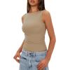 imageDarong Womens High Neck Tank Top Sleeveless Double Lined Basic Tops Going Out Casual Tank ShirtsBeige