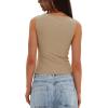 imageDarong Womens High Neck Tank Top Sleeveless Double Lined Basic Tops Going Out Casual Tank ShirtsBeige