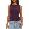 imageDarong Womens High Neck Tank Top Sleeveless Double Lined Basic Tops Going Out Casual Tank ShirtsDeep Purple