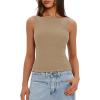 imageDarong Womens High Neck Tank Top Sleeveless Double Lined Basic Tops Going Out Casual Tank ShirtsKhaki