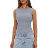 imageDarong Womens High Neck Tank Top Sleeveless Double Lined Basic Tops Going Out Casual Tank ShirtsLight Blue