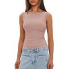 imageDarong Womens High Neck Tank Top Sleeveless Double Lined Basic Tops Going Out Casual Tank ShirtsLight Pink