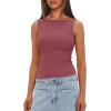 imageDarong Womens High Neck Tank Top Sleeveless Double Lined Basic Tops Going Out Casual Tank ShirtsMerlot