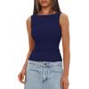 imageDarong Womens High Neck Tank Top Sleeveless Double Lined Basic Tops Going Out Casual Tank ShirtsNavy Blue
