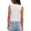 imageDarong Womens High Neck Tank Top Sleeveless Double Lined Basic Tops Going Out Casual Tank ShirtsWhite