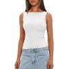 imageDarong Womens High Neck Tank Top Sleeveless Double Lined Basic Tops Going Out Casual Tank ShirtsWhite