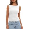 imageDarong Womens High Neck Tank Top Sleeveless Double Lined Basic Tops Going Out Casual Tank ShirtsWhite