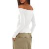 imageDarong Women Off Shoulder Shirts Long Sleeve Ruched Going Out Tops Trendy Slim Fit Fall Blouses Y2K TopsWhite