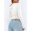 imageDarong Womens Casual Long Sleeve Boat Neck Off Shoulder Slim Fit Crop Top Going Out Blouses Y2K Tight ShirtsWhite