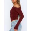 imageDarong Womens Casual Long Sleeve Boat Neck Off Shoulder Slim Fit Crop Top Going Out Blouses Y2K Tight ShirtsWine Red