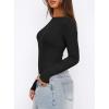 imageDarong Womens Long Sleeve Bodysuits Crew Neck Body Suits 2024 Basic One Piece Bodysuit TopsBlack