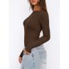 imageDarong Womens Long Sleeve Bodysuits Crew Neck Body Suits 2024 Basic One Piece Bodysuit TopsCoffee