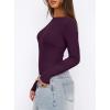 imageDarong Womens Long Sleeve Bodysuits Crew Neck Body Suits 2024 Basic One Piece Bodysuit TopsDark Purple