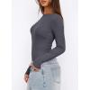 imageDarong Womens Long Sleeve Bodysuits Crew Neck Body Suits 2024 Basic One Piece Bodysuit TopsGrey