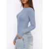 imageDarong Womens Long Sleeve Bodysuits Crew Neck Body Suits 2024 Basic One Piece Bodysuit TopsGrey Blue
