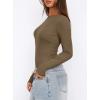 imageDarong Womens Long Sleeve Bodysuits Crew Neck Body Suits 2024 Basic One Piece Bodysuit TopsKhaki