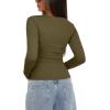 imageDarong Womens Long Sleeve Crew Neck Shirts Fall Basic Casual Ruched Side Slim Fit T Shirts Tee TopsArmy Green