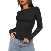 imageDarong Womens Long Sleeve Crew Neck Shirts Fall Basic Casual Ruched Side Slim Fit T Shirts Tee TopsBlack