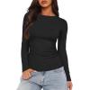 imageDarong Womens Long Sleeve Crew Neck Shirts Fall Basic Casual Ruched Side Slim Fit T Shirts Tee TopsBlack
