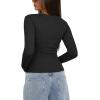 imageDarong Womens Long Sleeve Crew Neck Shirts Fall Basic Casual Ruched Side Slim Fit T Shirts Tee TopsBlack