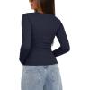 imageDarong Womens Long Sleeve Crew Neck Shirts Fall Basic Casual Ruched Side Slim Fit T Shirts Tee TopsDark Blue