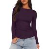 imageDarong Womens Long Sleeve Crew Neck Shirts Fall Basic Casual Ruched Side Slim Fit T Shirts Tee TopsDark Purple