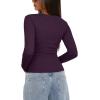 imageDarong Womens Long Sleeve Crew Neck Shirts Fall Basic Casual Ruched Side Slim Fit T Shirts Tee TopsDark Purple