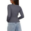 imageDarong Womens Long Sleeve Crew Neck Shirts Fall Basic Casual Ruched Side Slim Fit T Shirts Tee TopsGrey