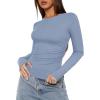 imageDarong Womens Long Sleeve Crew Neck Shirts Fall Basic Casual Ruched Side Slim Fit T Shirts Tee TopsGrey Blue