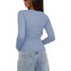 imageDarong Womens Long Sleeve Crew Neck Shirts Fall Basic Casual Ruched Side Slim Fit T Shirts Tee TopsGrey Blue