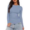 imageDarong Womens Long Sleeve Crew Neck Shirts Fall Basic Casual Ruched Side Slim Fit T Shirts Tee TopsGrey Blue