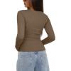imageDarong Womens Long Sleeve Crew Neck Shirts Fall Basic Casual Ruched Side Slim Fit T Shirts Tee TopsKhaki