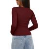 imageDarong Womens Long Sleeve Crew Neck Shirts Fall Basic Casual Ruched Side Slim Fit T Shirts Tee TopsWine Red