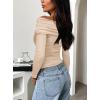 imageDarong Womens One Off Shoulder Long Sleeve Tops Ruched Going Out Crop Shirts Slim Fit Y2K Tee BlouseApricot