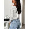 imageDarong Womens One Off Shoulder Long Sleeve Tops Ruched Going Out Crop Shirts Slim Fit Y2K Tee BlouseLight Grey