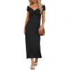 imageDarong Womens Summer Off The Shoulder Twist Knot Front Bodycon Dresses Long Going Out Casual Elegant Party DressBlack
