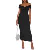 imageDarong Womens Summer Off The Shoulder Twist Knot Front Bodycon Dresses Long Going Out Casual Elegant Party DressBlack